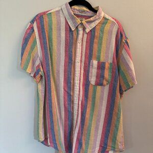 J Crew Irish Linen Short Sleeve Button Down Shirt